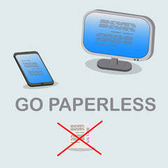 Eco friendly idea to go paperless. illustration.