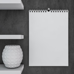 Blank design calendar template. 3D rendering
