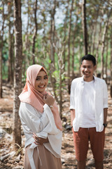 Fototapeta premium smiling muslim woman to camera