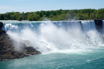 NIAGARA FALLS, ONTARIO, CANADA - MAY 20th 2018: View of the American Falls is the second-largest of...