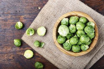 raw Brussels sprouts in a plate