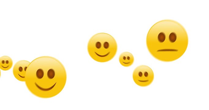 Happy Emoji bounces away on white background