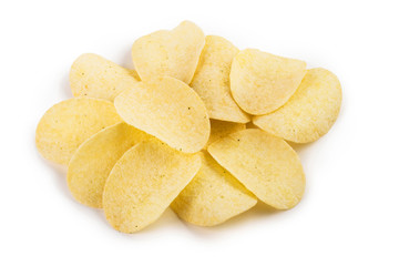 Potato chips, isolated on white background