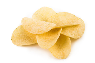 Potato chips, isolated on white background
