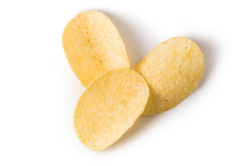 Potato chips, isolated on white background