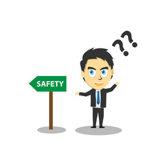 businessman with safety way illustration