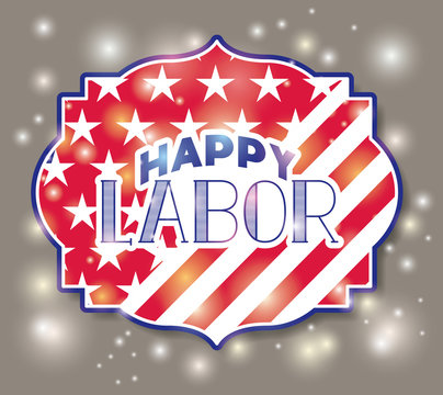 happy labor day with usa flag frame vector illustration design