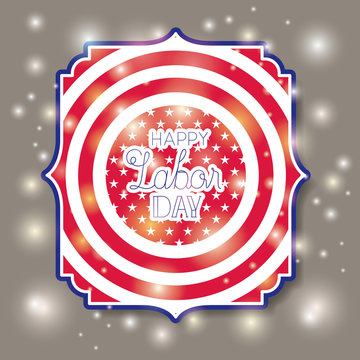 happy labor day with usa flag frame vector illustration design