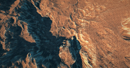 Extremely detailed and realistic high resolution 3D illustration of a Mars like landscape