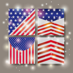 diferents styles of united states flags vector illustration design