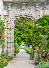 The beautiful Villa Monastero in Varenna on a sunny summer day. Lake Como, Lombardy, Italy.