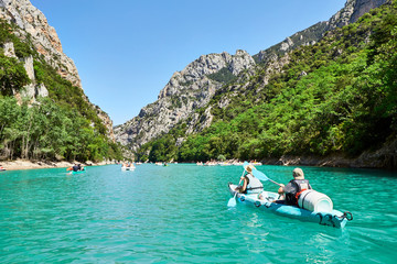 St Croix Lake, Les Gorges du Verdon with Tourists in kayaks, boa