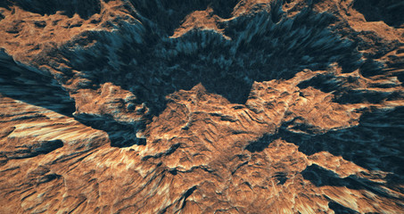 Fototapeta na wymiar Extremely detailed and realistic high resolution 3D illustration of a Mars like landscape