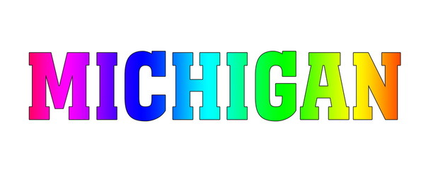 Michigan Blured gradient flag banner. White isolated