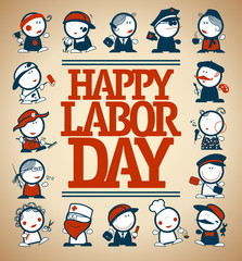 Obraz premium Happy labor day card design, vector illustration
