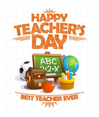 Happy teacher's day vector poster design, best teacher ever