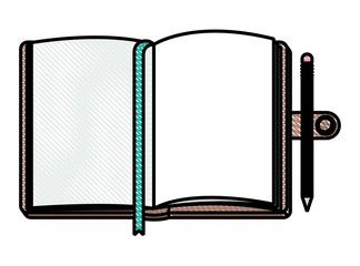 diary open with pencil vector illustration design