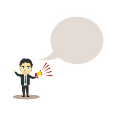 businessman hold a megaphone illustration with bulb chat