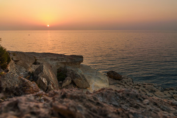 Coastline of Mediterranean Sea around Akyar region at sunrise. Mersin. Turkey