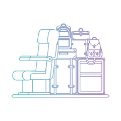 airplane chair with pile suitcases vector illustration design