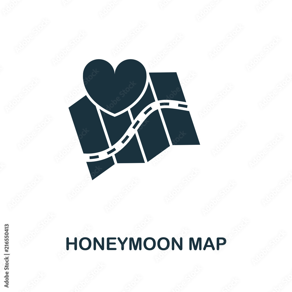 Poster honeymoon map creative icon. simple element illustration. honeymoon map concept symbol design from h