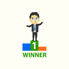 businessman success to be a winner on podium illustration