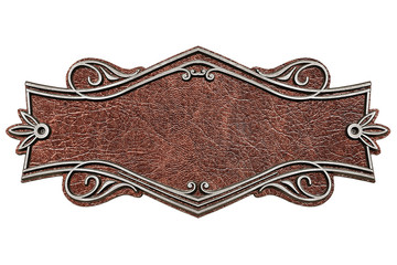 Vintage cast metal plate isolated on white background