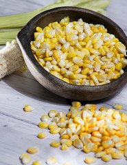 cob and corn kernels close-up
