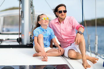 Family on board of sailing yacht