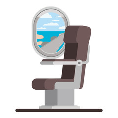 airplane chair with window vector illustration design