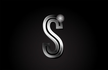 Naklejka premium silver metal alphabet letter s logo icon design