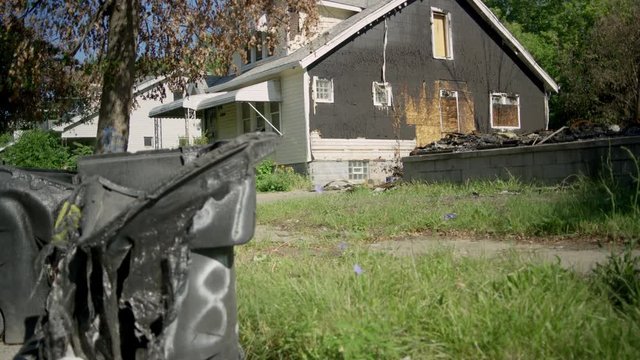 Arson Burned Down House Fire Abandoned Boarded Windows