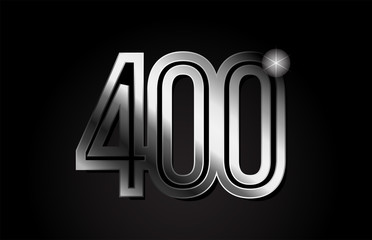 silver metal number 400 logo icon design