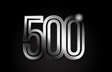 silver metal number 500 logo icon design