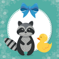 baby shower card with cute raccoon