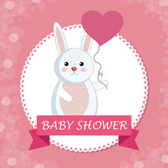 baby shower card with cute rabbit