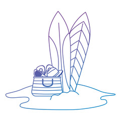 summer handbag with sandals and surfboards