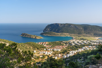 Fototapeta na wymiar Cape Tisan on the Mediterranean sea coast. Mersin Province. Turkey.