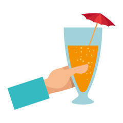 hand with tropical cocktail cup