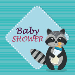 baby shower card with cute raccoon