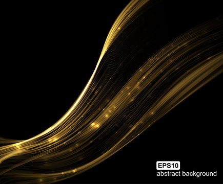 Abstract shiny gold wave. Futuristic background. Vector illustration.