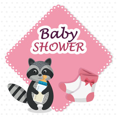 baby shower card with cute raccoon