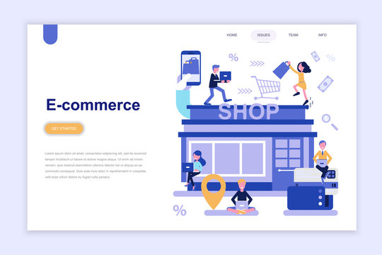 Landing page template of e-commerce and shopping modern flat design concept. Learning and people concept. Conceptual flat vector illustration for web page, website and mobile website.
