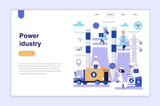 Landing page template of power industry modern flat design concept. Learning and people concept. Conceptual flat vector illustration for web page, website and mobile website.