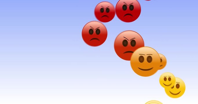 Angry Emojis bubbles up in the air on white/blue background