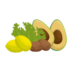 fresh lettuce with avocado and potatoes healthy food