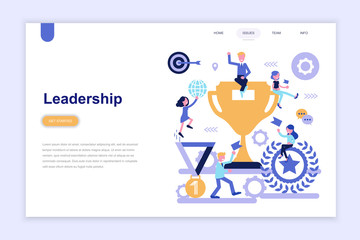 Landing page template of business leadership modern flat design concept. Learning and people concept. Conceptual flat vector illustration for web page, website and mobile website.