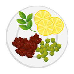 dish with fruits and vegetables