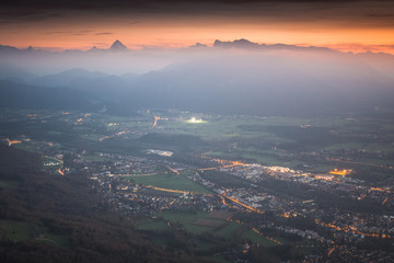 Stunning sunrise above Salzburg