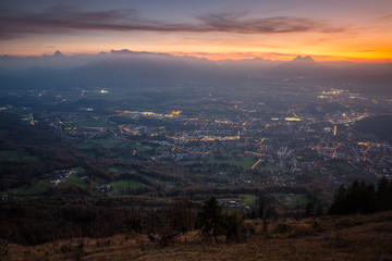 Stunning sunrise above Salzburg